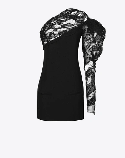Saint Laurent One Shoulder Asymmetric Dress In Black