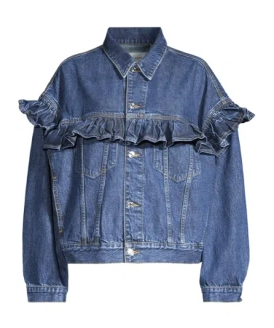 Frame The Ruffle Jacket Twisted In Blue