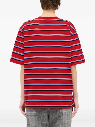 Msgm Striped T-shirt In Red