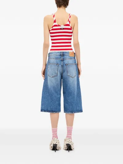 Msgm Pocket Denim Short In Blue