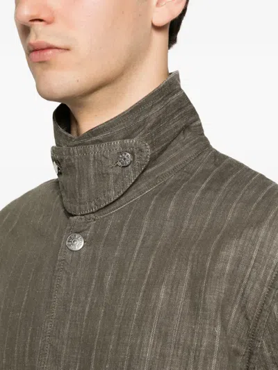 Sunflower Labour Stripe-pattern Button-up Jacket In Gray