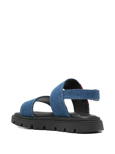 Dsquared2 Logo-patch Denim Sandals In Blue