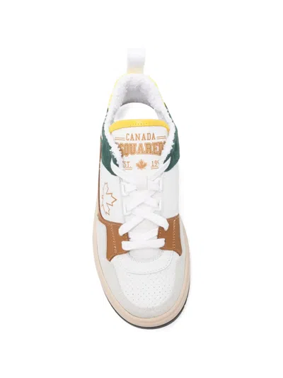 Dsquared2 Leaf-patch Sneakers In White