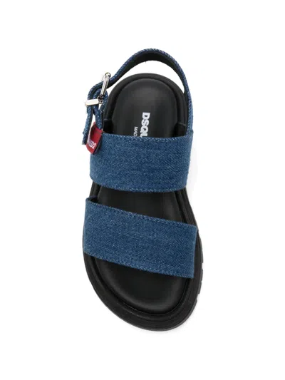 Dsquared2 Logo-patch Denim Sandals In Blue