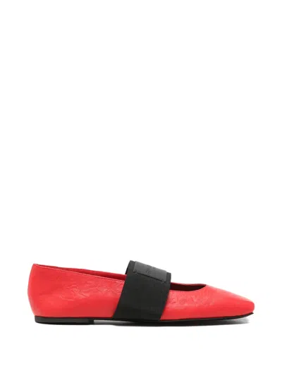 Givenchy Sliced Square Ballerinas In Textured-effect Leather In Red