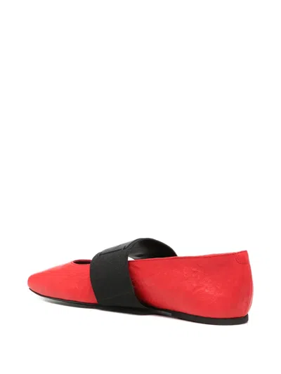 Givenchy Sliced Square Ballerinas In Textured-effect Leather In Red