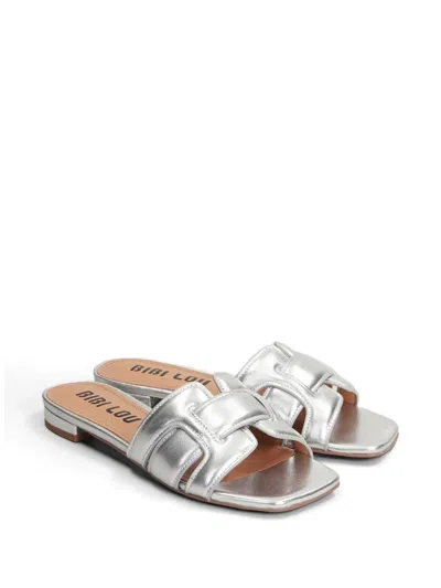 Bibi Lou Holly Interwoven-strap Flat Sandals In Silver