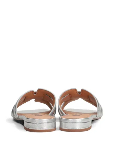 Bibi Lou Holly Interwoven-strap Flat Sandals In Silver