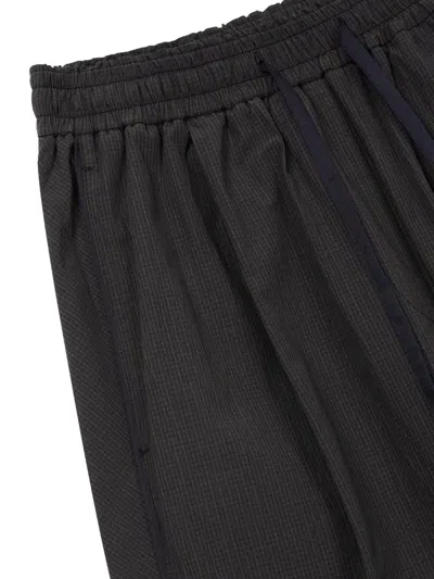 Tomboy Check-pattern Drawstring Trousers In Brown