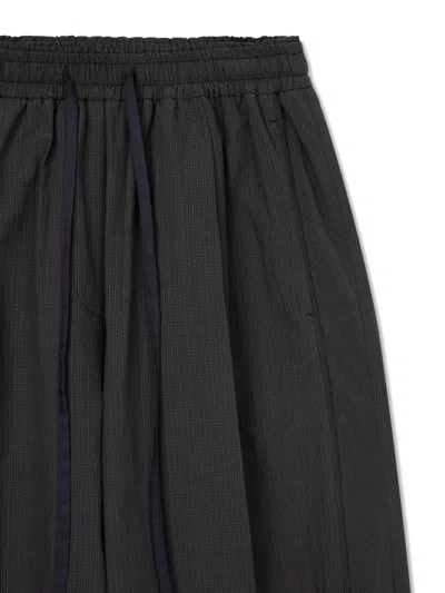 Tomboy Check-pattern Drawstring Trousers In Brown