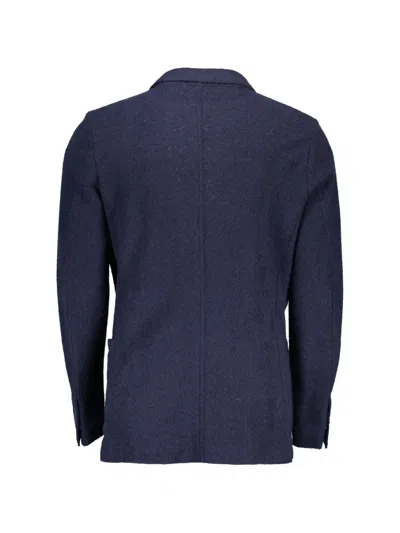 Gant Single-breasted Wool Blazer In Blue