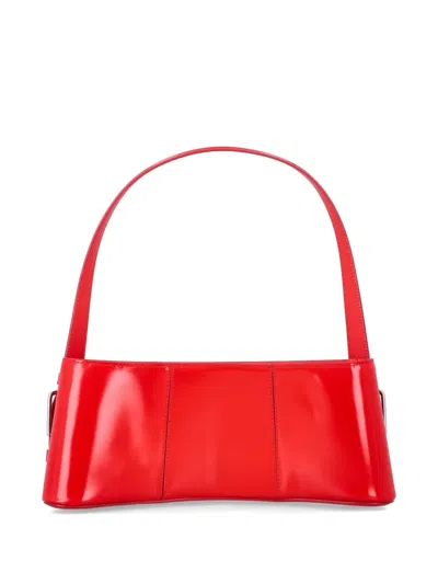 Coperni Cylindrical Structured Glossy Leather Shoulder Bag In Red