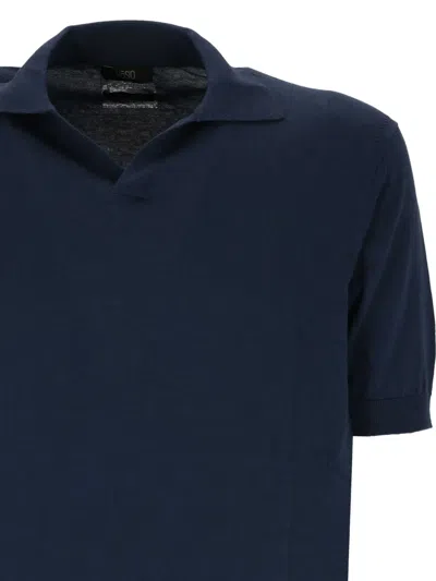 Hōsio Short-sleeved Collared T-shirt In Blue