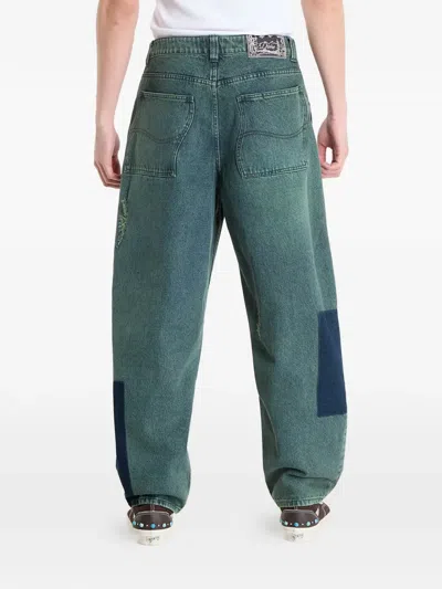 Dime Patchwork Distressed Jeans In Blue