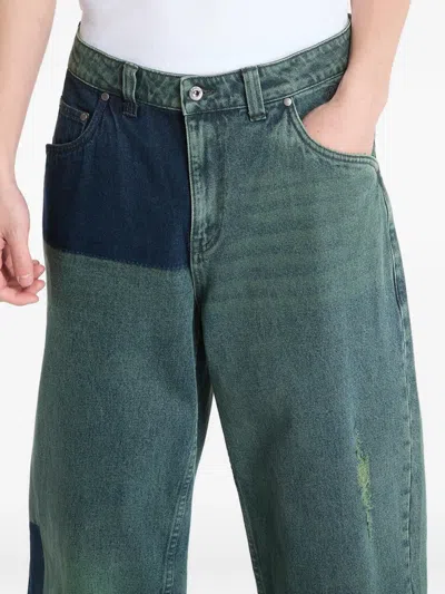 Dime Patchwork Distressed Jeans In Blue