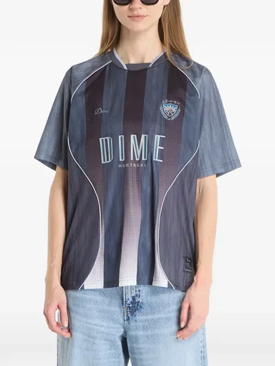 Dime Striped-pattern T-shirt In Gray