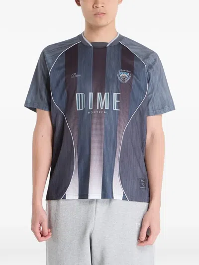 Dime Striped-pattern T-shirt In Gray