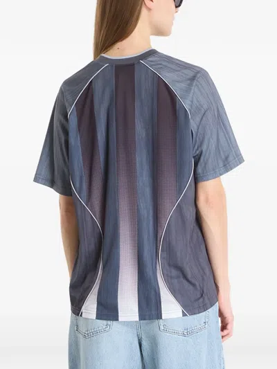 Dime Striped-pattern T-shirt In Gray