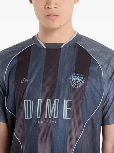 Dime Striped-pattern T-shirt In Gray