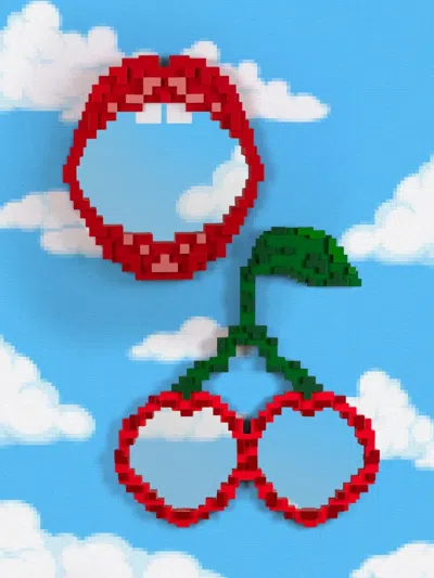 Seletti Pixel Mirror Cherry Mirror In Multi