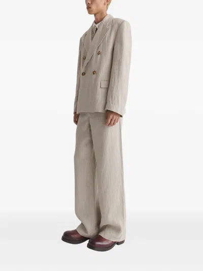 Séfr Donovan Linen Blazer Double Breasted Design In Neutral