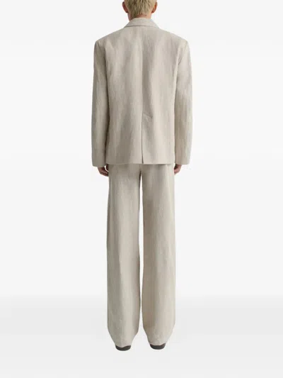 Séfr Donovan Linen Blazer Double Breasted Design In Neutral