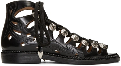 Shop Toga Black Lace-up Sandals