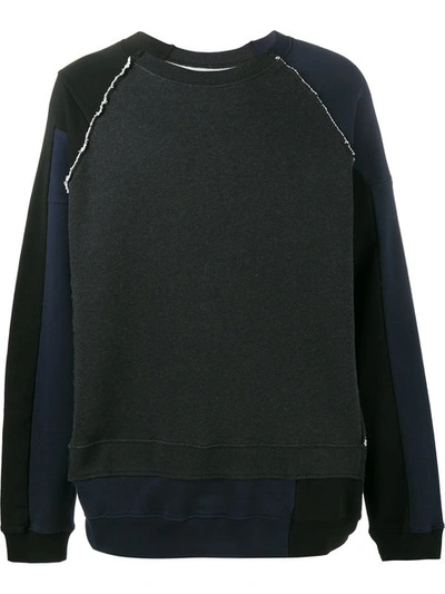 Maison Margiela Raw Cut Patchwork Cotton Sweatshirt, Multicolor In Dark Grey Melange