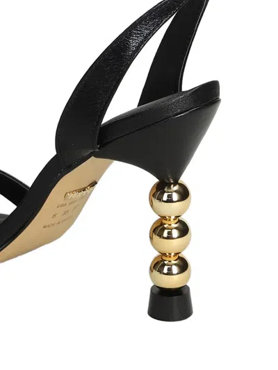 Werner Beaded-heel Crossover-strap Sandals In Black