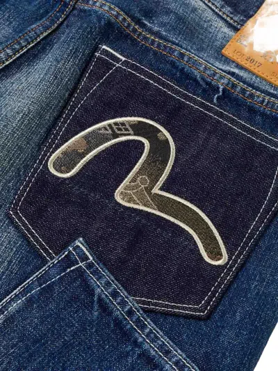 Evisu Patchwork Straight-leg Jeans In Blue