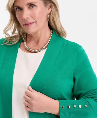 Jm Collection Plus Size Open-front Long-sleeve Cardigan, Exclusively At ...