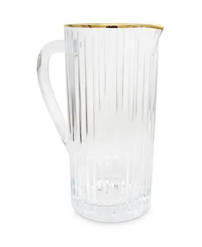 Classic Touch Linear Design Rimmed Pitcher In White