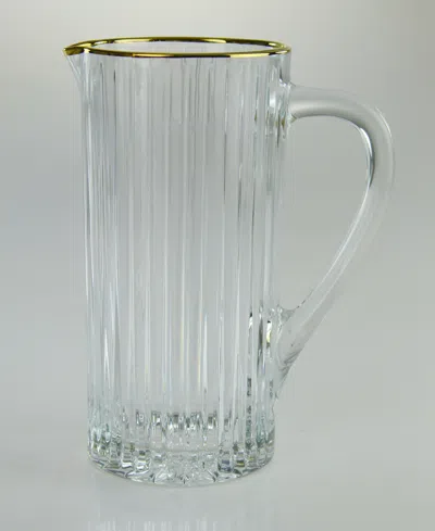 Classic Touch Linear Design Rimmed Pitcher In White