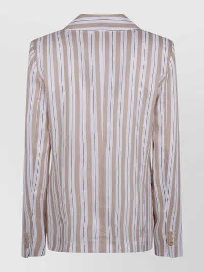 Semicouture Linen Stripe Tailored Jacket Front Pockets In Multi