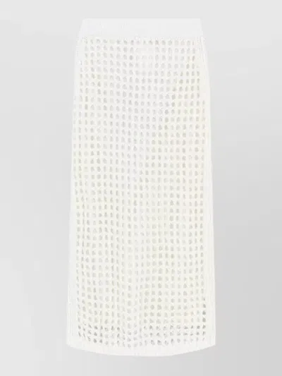 Max Mara Pure Cotton Webbing Mini Skirt With Elasticated Waist In White