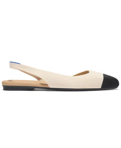 Rothys The Almond Slingback In White In Conch Captoe