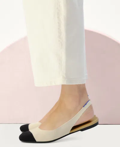 Rothys The Almond Slingback In White In Conch Captoe