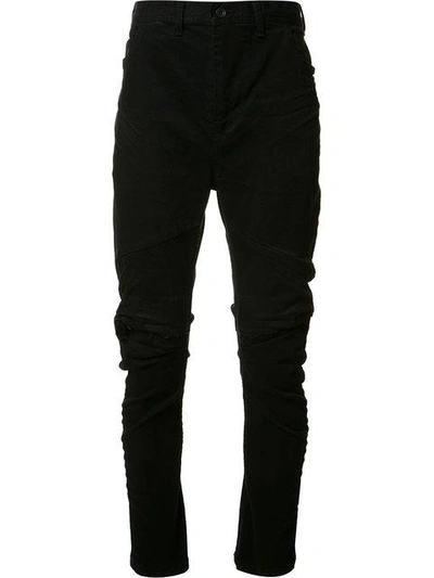 Shop Julius Distressed Panelled Trousers - Black