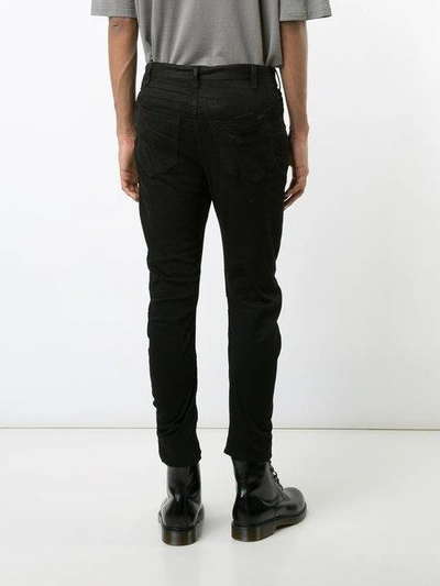 Shop Julius Distressed Panelled Trousers - Black