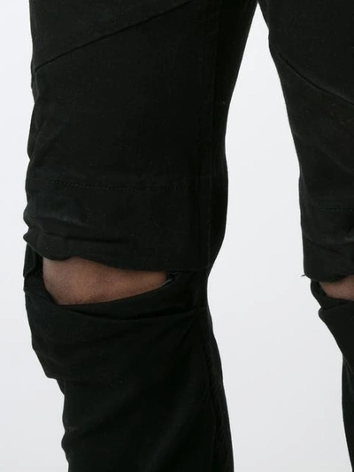 Shop Julius Distressed Panelled Trousers - Black