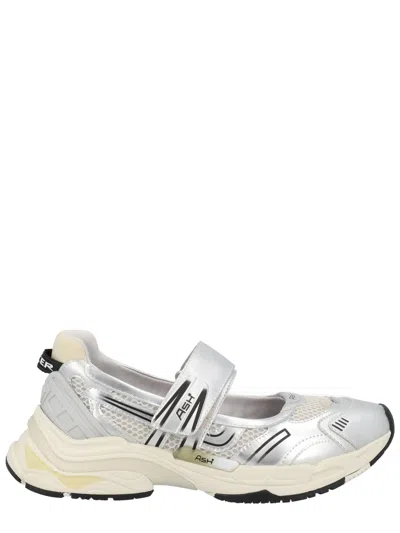 Ash Touch-strap Mesh-panel Slip-ons In Silver