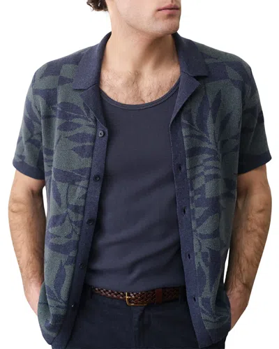 Marine Layer Ethan Sweater Button Down Shirt In Blue