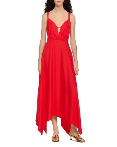 Sandro Asymmetric Maxi Dress In Multi