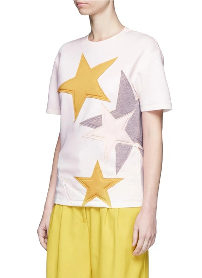 Shop Stella Mccartney Padded Star Appliqué Bonded Jersey T-shirt