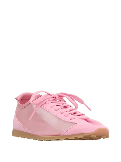 Jacquemus Les Tennis Suede And Leather Trimmed Mesh Sneakers In Pink