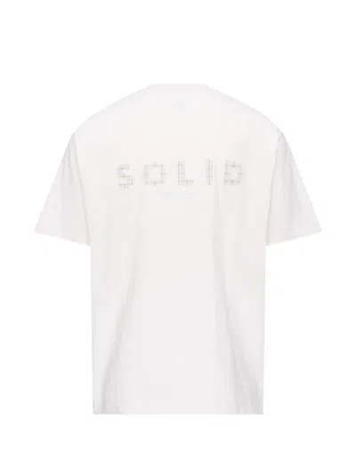 Solid Homme Pink Solid Tweed Back Logo Short Sleeve T-shirt In White