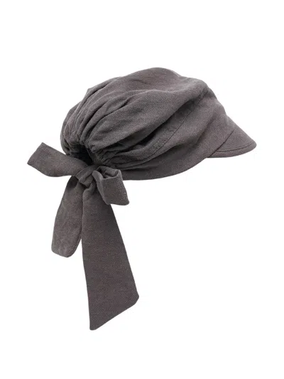 Open Yy Tie-up Linen Hat In Pattern