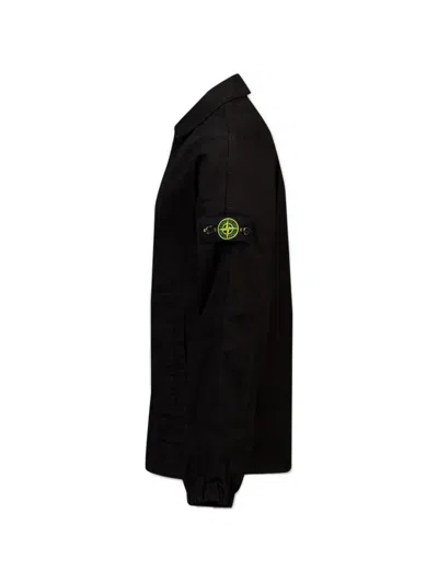 Stone Island Compass-patch Button-up Jacket In Black