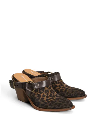 Metisse Leopard-print Buckled Mules In Multi