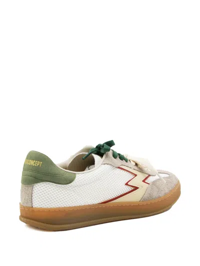 Moaconcept Lightning-bolt Patch Panelled Sneakers In White